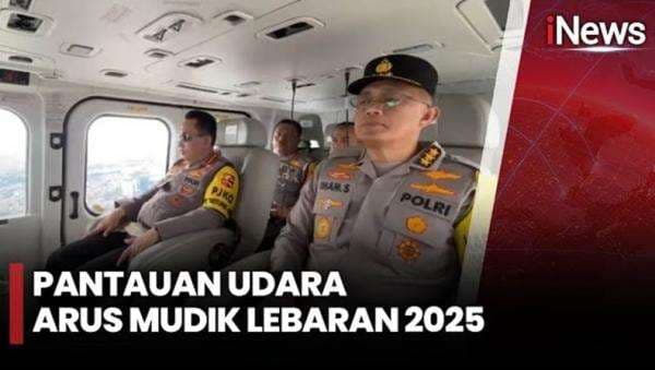 Momen Kapolri Pantau Arus Mudik Lebaran di Tol Japek Naik Helikopter