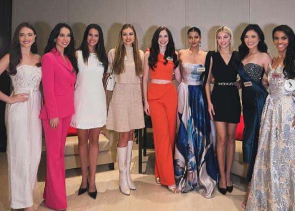 Monica Kezia Tampil Anggun saat Jumpa Pers di Telangana Bersama Delegasi Internasional