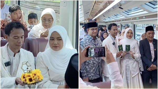 Viral Pengantin Gelar Akad Nikah di Kereta Panoramic, Anies Baswedan Saksinya!