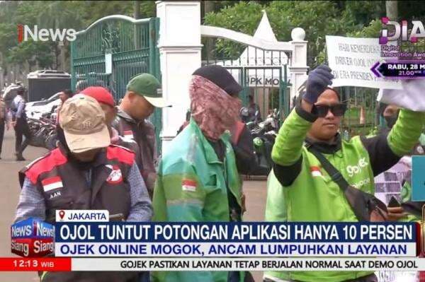 Massa Ojol Datangi Patung Kuda Jakpus, Demo Protes Potongan Tarif Tinggi
