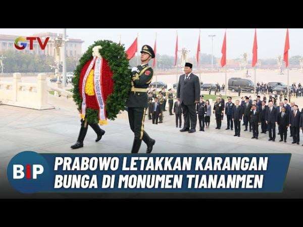 Detik-detik Prabowo Beri Karangan Bunga di Monumen Pahlawan Rakyat China