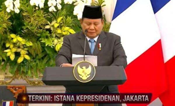 Prabowo: Prancis Siap Dorong Perdamaian Palestina dan Dukung Kemerdekaan Penuh