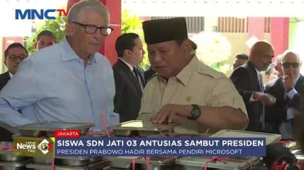 Siswa SDN Jati 03 Sambut Meriah Kunjungan Prabowo dan Bill Gates Tinjau Program MBG