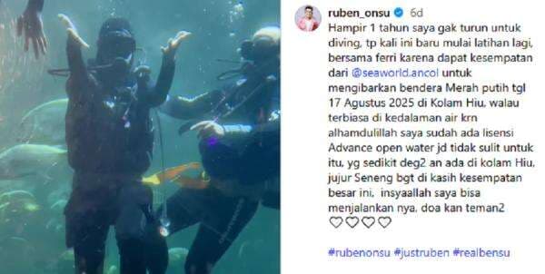 Ruben Onsu Latihan Diving untuk Persiapan 17 Agustus 2025, Curi Perhatian Warganet!