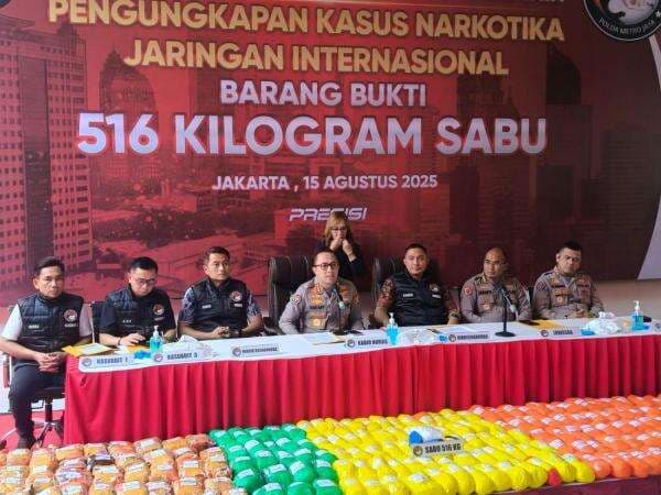 Polisi Bekuk Bandar Narkoba Jaringan Internasional, Sita Setengah Ton Sabu