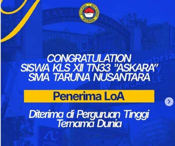 Daftar Siswa SMA Taruna Nusantara yang Diterima di Universitas Ternama Dunia, Ada yang 11 Perguruan Tinggi