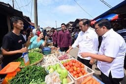 Tinjau Pasar Senggol Dumai, Jokowi Sebut Harga Sembako Stabil
