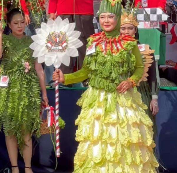 Viral Lomba Fashion Show Unik Bajunya dari Sayur-sayuran