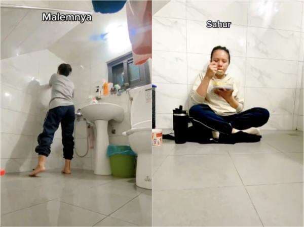 Viral Wanita Ini Tak Diperbolehkan Puasa dan Beribadah oleh Majikan, Harus Ngumpet Sahur di Toilet