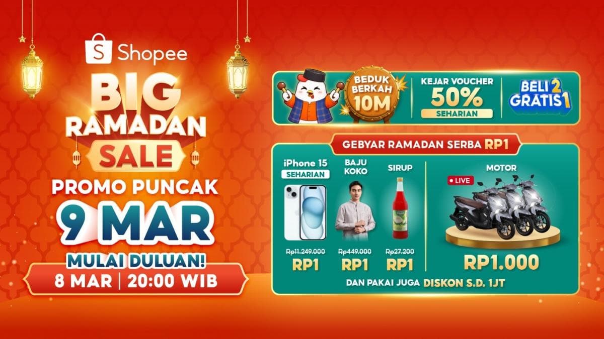 Persiapan Lebaran, Shopee Hadirkan Ragam Promo Spesial di Puncak Big Ramadan Sale 9 Maret 2026 Persiapan Lebaran, Shopee Hadirkan Ragam Promo Spesial di Puncak Big Ramadan Sale 9 Maret 2026