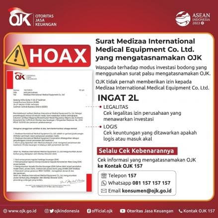 Awas Investasi Bodong, OJK Tak Pernah Beri Izin ke Medizaa International Awas Investasi Bodong, OJK Tak Pernah Beri Izin ke Medizaa International