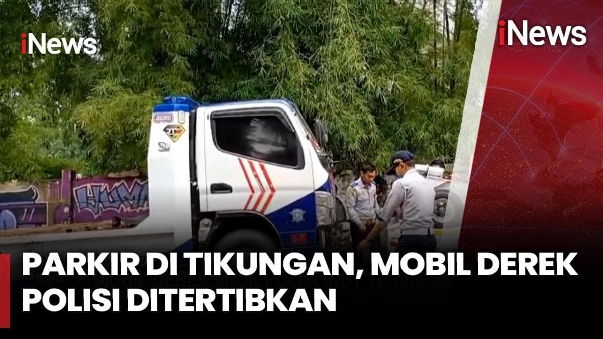 Parkir Sembarangan, Mobil Derek Polisi Diangkut Dishub Jakarta Parkir Sembarangan, Mobil Derek Polisi Diangkut Dishub Jakarta
