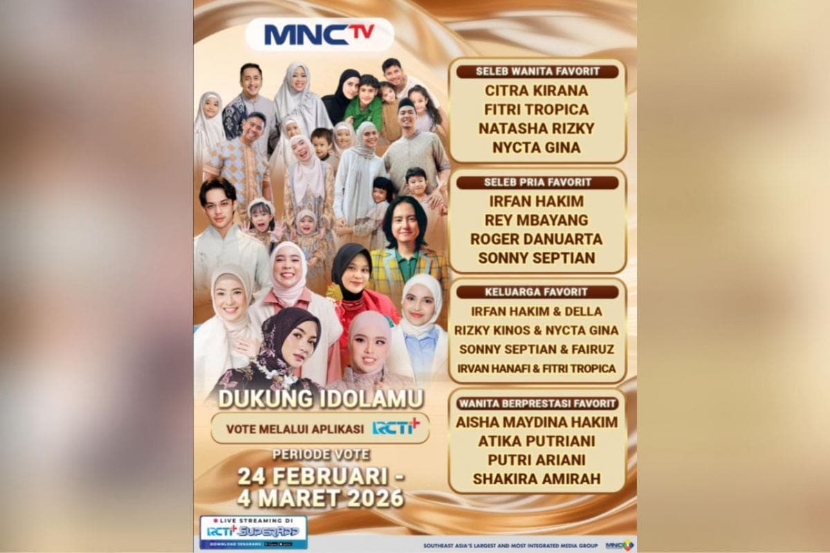 MNCTV Hadirkan Anugerah Cahaya Ramadan 2026, Irfan Hakim hingga Natasha Rizky Masuk Nominasi MNCTV Hadirkan Anugerah Cahaya Ramadan 2026, Irfan Hakim hingga Natasha Rizky Masuk Nominasi