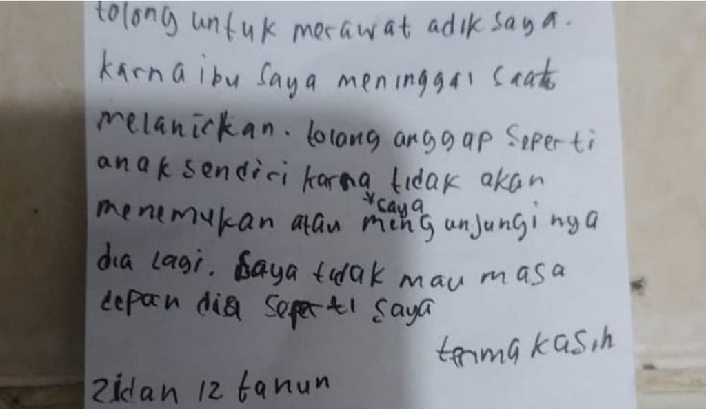 Surat Kakak Tinggalkan Adik Bayi di Pejaten: Tolong Dirawat, Ibu Saya Meninggal Melahirkan Surat Kakak Tinggalkan Adik Bayi di Pejaten: Tolong Dirawat, Ibu Saya Meninggal Melahirkan