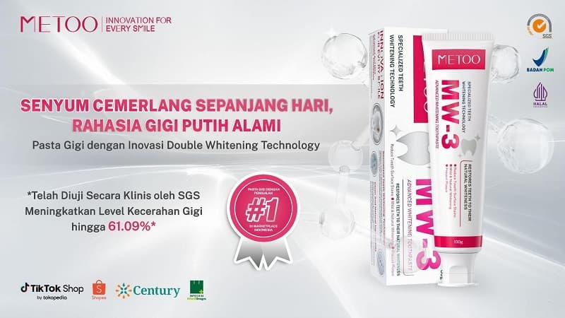 MW-3 Advanced Whitening Toothpaste dari METOO, Solusi Perawatan Gigi untuk Senyum Lebih Cerah MW-3 Advanced Whitening Toothpaste dari METOO, Solusi Perawatan Gigi untuk Senyum Lebih Cerah