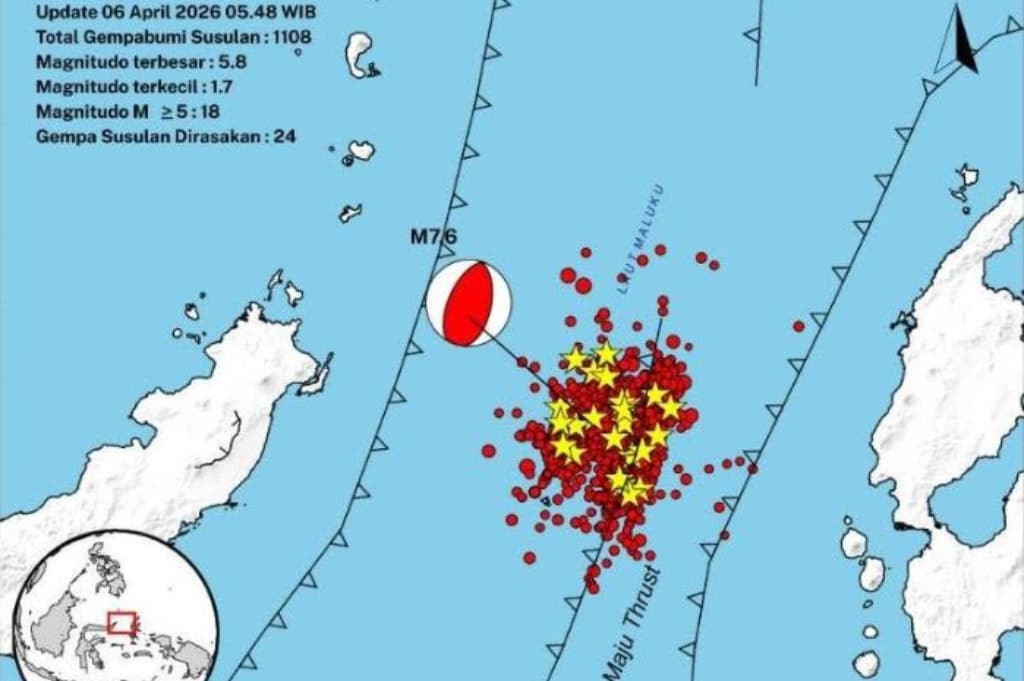 BMKG: 1.108 Gempa Susulan Guncang Sulut Pascagempa Utama M7,6 di Bitung BMKG: 1.108 Gempa Susulan Guncang Sulut Pascagempa Utama M7,6 di Bitung