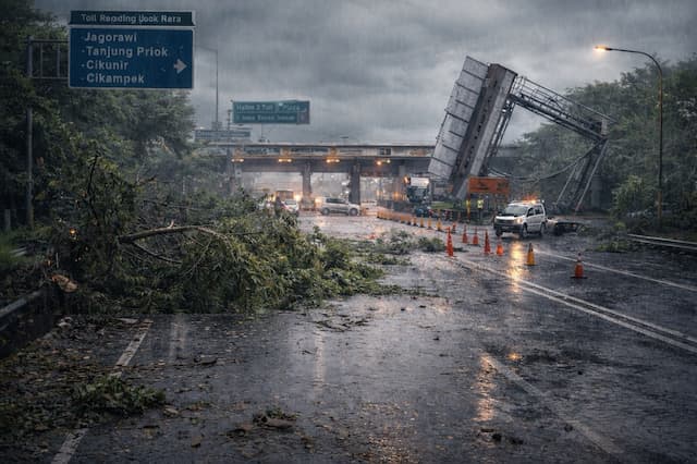 Hujan Lebat Picu Pohon Tumbang di Tol Jagorawi dan JORR Hujan Lebat Picu Pohon Tumbang di Tol Jagorawi dan JORR