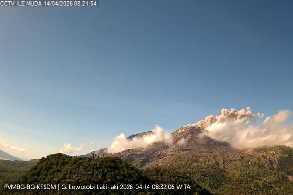 Gunung Lewotobi Laki-laki di NTT Erupsi Hari Ini, Kolom Abu Capai 400 Meter Gunung Lewotobi Laki-laki di NTT Erupsi Hari Ini, Kolom Abu Capai 400 Meter