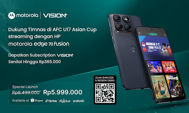Nonton Timnas Indonesia U-17 di VISION+ Lebih Seru dengan Handphone Motorola Edge 70 Fusion, Ini Fitur dan Cara Aktivasinya Nonton Timnas Indonesia U-17 di VISION+ Lebih Seru dengan Handphone Motorola Edge 70 Fusion, Ini Fitur dan Cara Aktivasinya