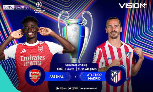 Link Live Streaming Arsenal vs Atletico Madrid, Penentuan Final Liga Champions 2026 Link Live Streaming Arsenal vs Atletico Madrid, Penentuan Final Liga Champions 2026