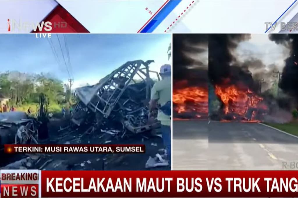 Ngeri! Seluruh Korban Kecelakaan Bus vs Truk Tangki di Muratara Tewas Terbakar Ngeri! Seluruh Korban Kecelakaan Bus vs Truk Tangki di Muratara Tewas Terbakar