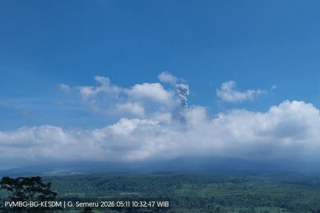Gunung Semeru Meletus Siang Ini, Muntahkan Kolom Abu Setinggi 1.200 Meter Gunung Semeru Meletus Siang Ini, Muntahkan Kolom Abu Setinggi 1.200 Meter