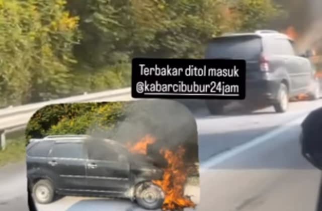 Mobil Terbakar di KM 12 Tol Jagorawi, Diduga Akibat Korsleting Mobil Terbakar di KM 12 Tol Jagorawi, Diduga Akibat Korsleting