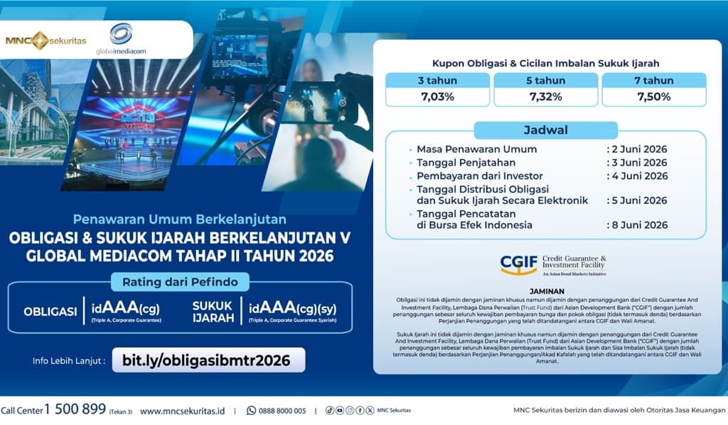 Jangan Lewatkan Penawaran Umum Obligasi dan Sukuk Ijarah Global Mediacom Tahap II Tahun 2026! Jangan Lewatkan Penawaran Umum Obligasi dan Sukuk Ijarah Global Mediacom Tahap II Tahun 2026!