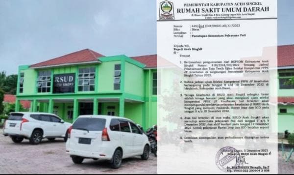 Pelayanan Poli RSUD Aceh Singkil Tutup Sementara Waktu