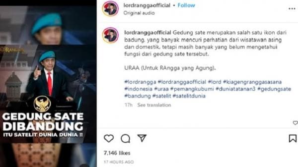 Lord Rangga Meninggal, Sempat Unggah soal Gedung Sate di Bandung