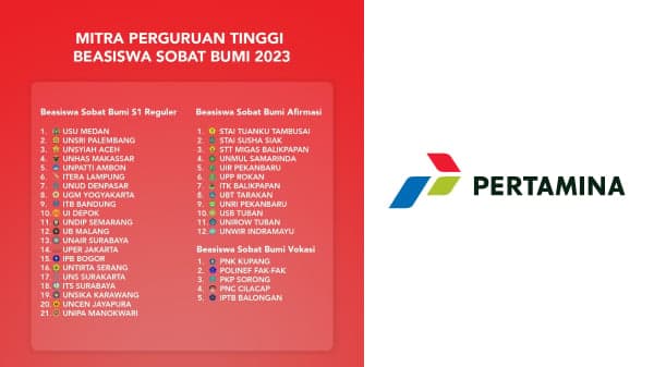 Ingin Kuliah Gratis? Yuk Cek Syarat dan Cara Daftar Beasiswa Pertamina Sobat Bumi 2023! Ingin Kuliah Gratis? Yuk Cek Syarat dan Cara Daftar Beasiswa Pertamina Sobat Bumi 2023!