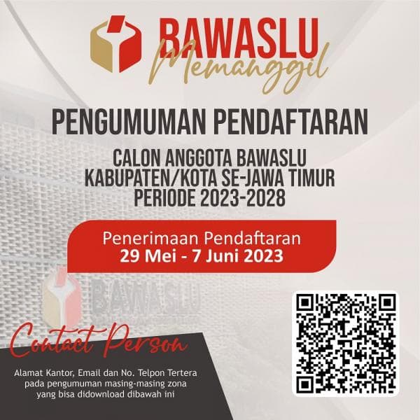 Yang Berminat Lowongan Bawaslu, Simak Cara Mendaftar Seleksi Zona Kota/Kab Madiun Yang Berminat Lowongan Bawaslu, Simak Cara Mendaftar Seleksi Zona Kota/Kab Madiun