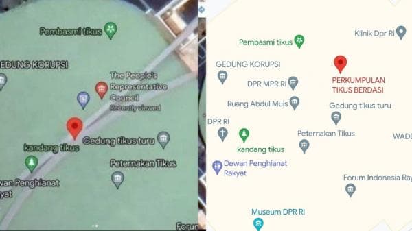 Ketika Google Maps Ubah Nama Gedung DPR RI jadi Kandang Tikus, Begini Kata Warganet Ketika Google Maps Ubah Nama Gedung DPR RI jadi Kandang Tikus, Begini Kata Warganet