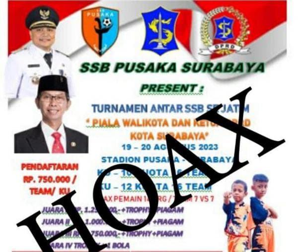 Poster Lomba Sepak Bola antar SSB Hoax, Pemkot Ancam Adanya Penipuan dan Pelanggaran UU ITE Poster Lomba Sepak Bola antar SSB Hoax, Pemkot Ancam Adanya Penipuan dan Pelanggaran UU ITE
