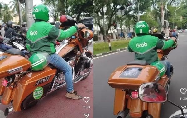 Pakai Motor Harley, Driver Ojek Online Dapat Perhatian Netizen Pakai Motor Harley, Driver Ojek Online Dapat Perhatian Netizen
