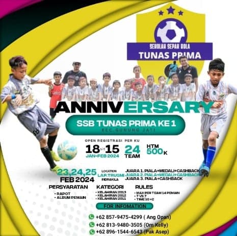 Anniversary ke-1 SSB Tunas Prima Bakal Gelar Festival Antar SSB Se-Kabupaten Cirebon, Cek Jadwalnya Anniversary ke-1 SSB Tunas Prima Bakal Gelar Festival Antar SSB Se-Kabupaten Cirebon, Cek Jadwalnya
