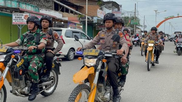 Siaga Masa Tenang, Polres Rohul Laksanakan Patroli Bersama Bawaslu, TNI, dan Satpol PP