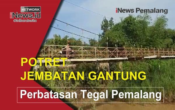 Potret Jembatan Gantung Sungai Rambut Perbatasan Tegal Pemalang Potret Jembatan Gantung Sungai Rambut Perbatasan Tegal Pemalang