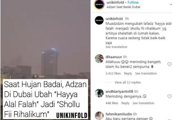 Viral Muadzin Ubah Lafal Hayya Alal Falah jadi Shallu Fii Rihalikum saat Hujan Badai Terjang Dubai Viral Muadzin Ubah Lafal Hayya Alal Falah jadi Shallu Fii Rihalikum saat Hujan Badai Terjang Dubai