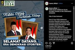 Heboh BEM UI Pasang Foto Prabowo-Gibran: Selamat Datang di Era Demokrasi Otoriter