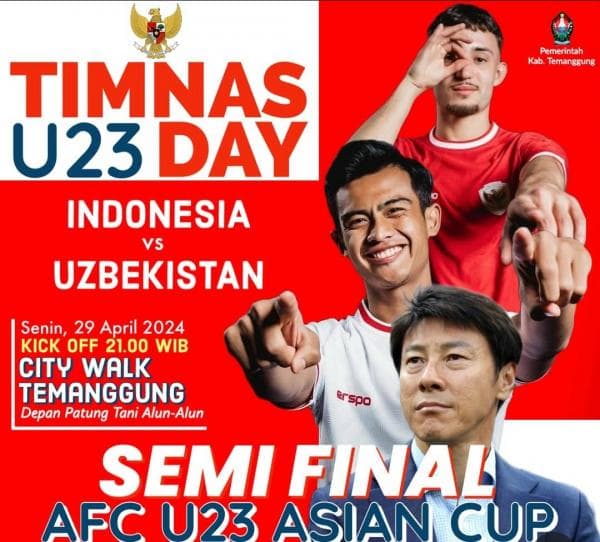 Besok! Pemkab Temanggung gelar Nobar Semifinal Indonesia vs Uzbekistan di City Wlak Alun-Alun