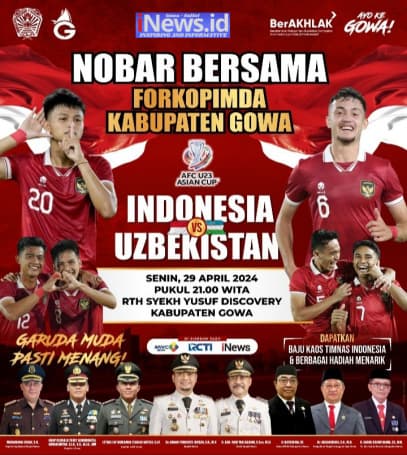 Nobar Piala AFC U23 2024 Bersama Bupati Adnan dan Kapolres Gowa, Bertabur Hadiah