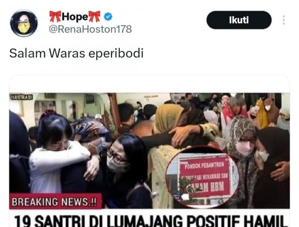 Viral! 19 Santriwati di Lumajang Dilaporkan Hamil, Netizen Geger: Bejat! Viral! 19 Santriwati di Lumajang Dilaporkan Hamil, Netizen Geger: Bejat!