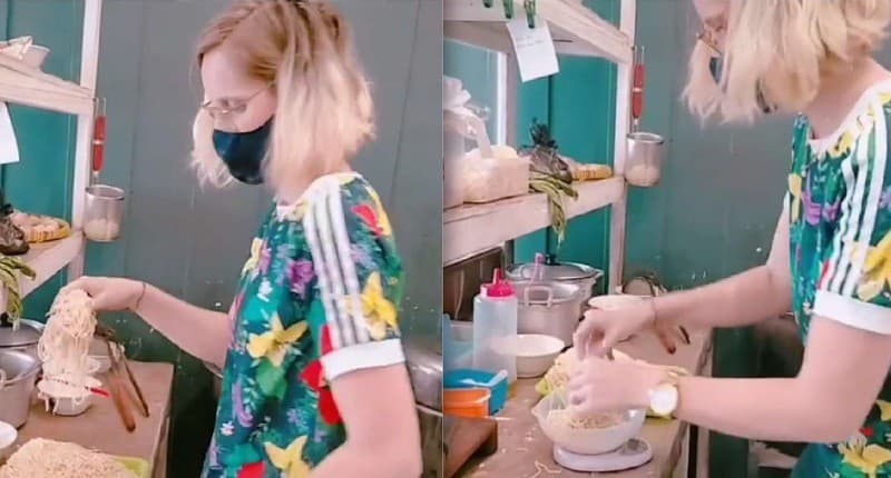 Viral Bule Cantik Asal Belanda Ini Pilih Jualan Mie Ayam di Indonesia