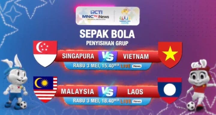 Singapura Vs Vietnam dan Malaysia Vs Laos di SEA Games 2023 Hari ini LIVE di iNews Singapura Vs Vietnam dan Malaysia Vs Laos di SEA Games 2023 Hari ini LIVE di iNews