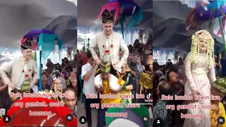 Viral Bule London Nikahi Gadis Kalimantan, Begini Ekspresinya saat Prosesi Bausung Viral Bule London Nikahi Gadis Kalimantan, Begini Ekspresinya saat Prosesi Bausung