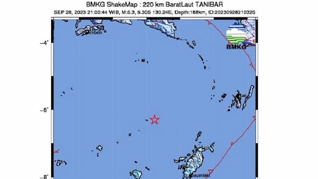 Gempa Terkini Magnitudo 5,3 Guncang Tanimbar Maluku