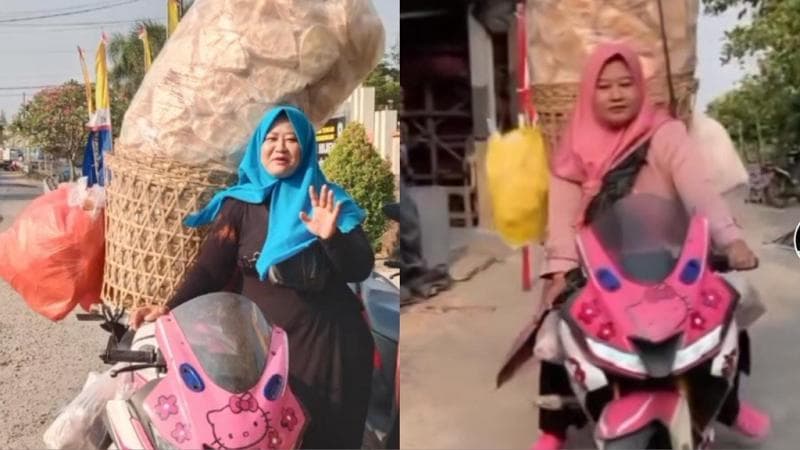 Viral Emak-Emak Jualan Kerupuk Pakai Motor Sport Pink Hello Kitty Viral Emak-Emak Jualan Kerupuk Pakai Motor Sport Pink Hello Kitty