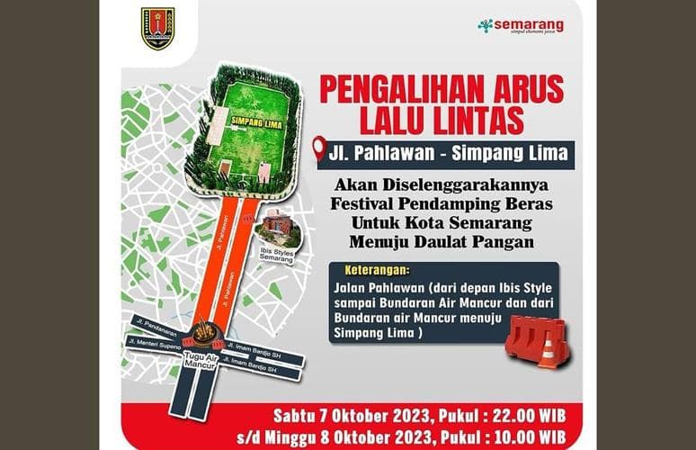 Festival Pendamping Beras di Semarang, Berikut Pengalihan Arus Lalu Lintas Festival Pendamping Beras di Semarang, Berikut Pengalihan Arus Lalu Lintas