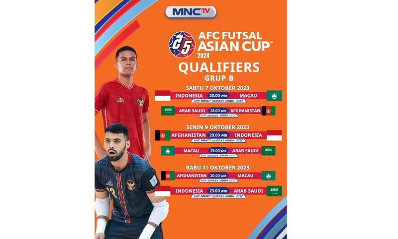 Jadwal Indonesia Vs Macau di Kualifikasi Piala Asia Futsal 2024 Malam Ini, Live MNCTV Jadwal Indonesia Vs Macau di Kualifikasi Piala Asia Futsal 2024 Malam Ini, Live MNCTV